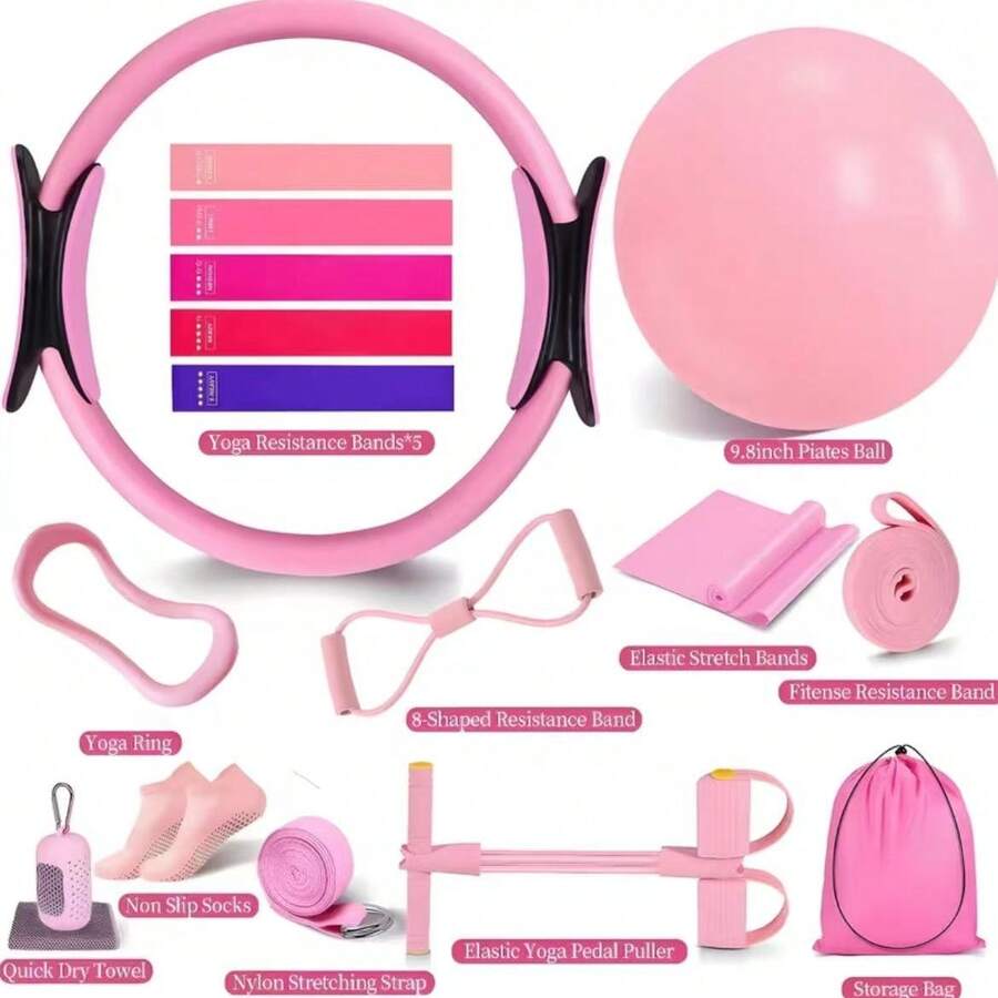 2-In-1 Home Fitness Set, Foot Pedal Resistance Band + Mini Pilates Yoga Ball, Suitable For Home Gym Waist, Abdomen, Arm, Leg Training Fitness Kit - A - View 1