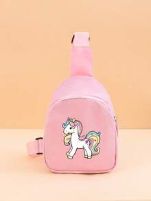 1pc Cute Unicorn Crossbody Bag For Toddlers, Lightweight Adjustable Mini Shoulder Bag For Kids, Suitable For Daily, Outdoor, Travel, Birthday Gift Chest Bag - Pink - View 7