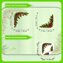1pc Watercolor Christmas Pine Branch Corner Frame Decorative Glass Sticker, Red & Gold Christmas Ball, Bell, Bow Bathroom Glass Decorative Sticker - 25*25 cm - View 3