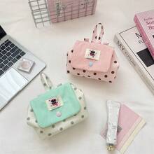 Portable Polka Dot Makeup Bag, Mini Key Lipstick Coin Purse, Earphone Coin ID Card Flap Storage Pouch - Multicolor - View 5