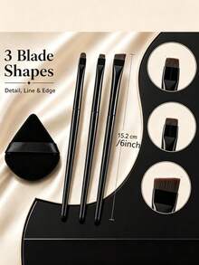 4pcs/1pc Eyebrow And Eyeliner Brush Set - Includes Angled Brush Suitable For Beginners; Equipped With Ultra-Fine Nylon Bristle Eyeshadow Brush And Compact Eyebrow Brush; Suitable For Various Eyeliner Types, Gentle Care For Delicate Eye Skin - Multicolor - View 4