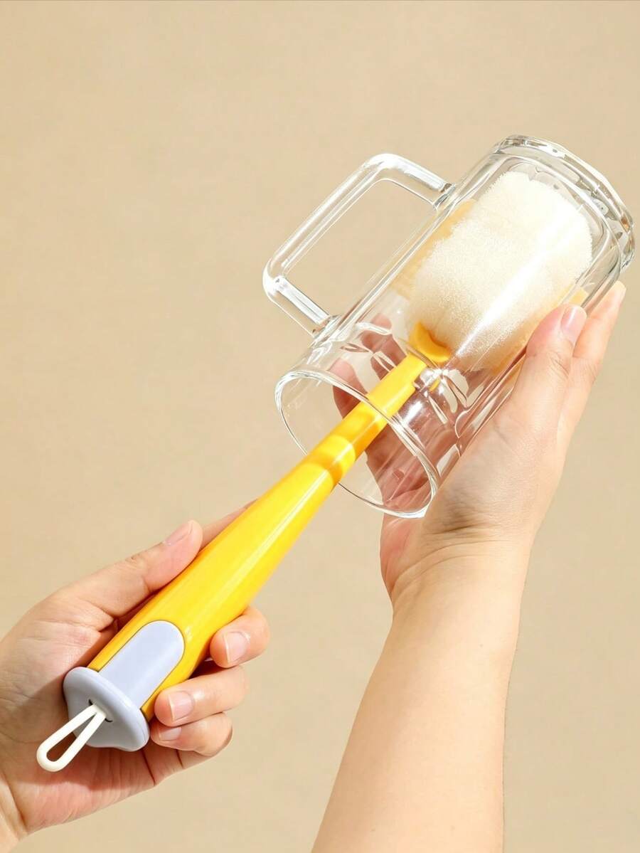 1pc Multi-Function Cup Cleaning Brush Set, Water Bottle Cleaning Brush, Includes Straw Cleaner And Extra Sponge Head, Suitable For Sports Water Bottles, Baby Bottles, Coffee Cups, Glass Cups And Reusable Water Bottles, Multi-Function Cleaning Tool, Kitchen Cleaning Tool, Portable For Home And Travel Use