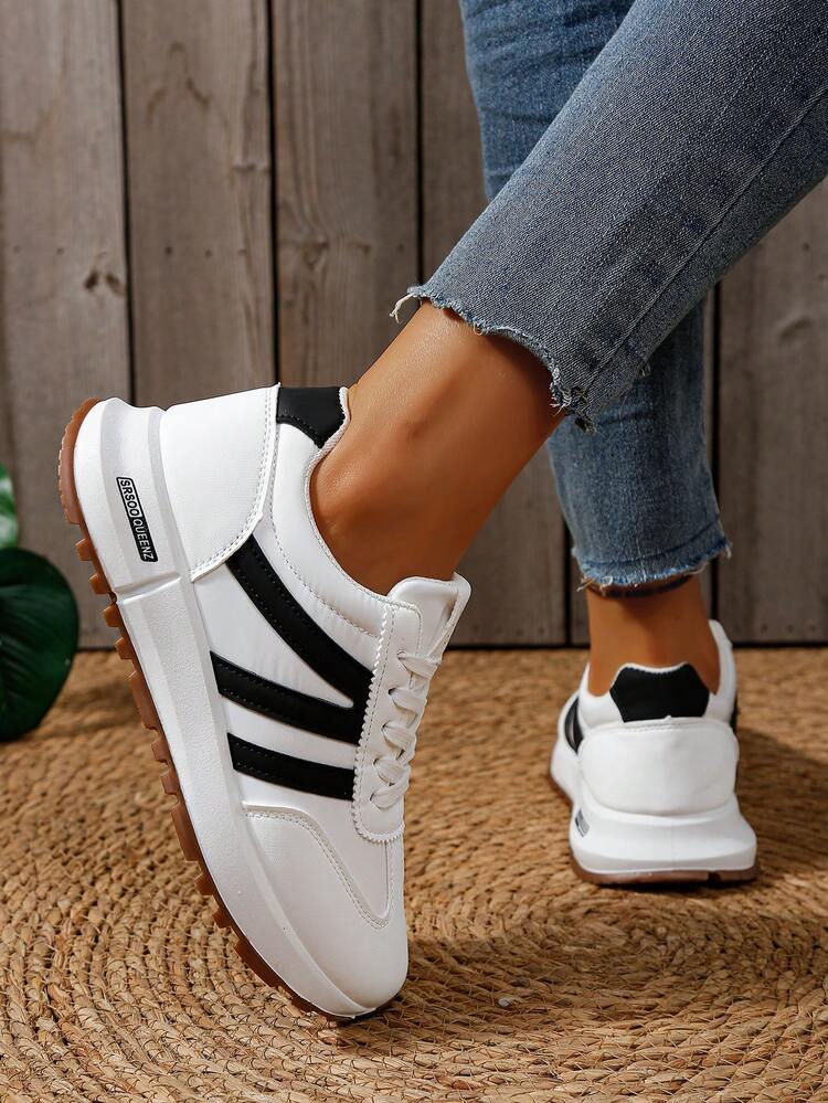 New Round Toe Lace-Up Colorblock Multi-Functional Fashion Versatile Urban Outdoor Shoes Women's Casual Sports Sneakers - White - View 6