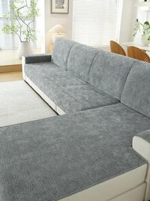 1 Stück Chenille strukturierter einfarbiger Sofakissenbezug, moderner minimalistischer Sofasitzbezug, universeller Sofabezug für alle Jahreszeiten, rutschfest, verschleißfest, reißfest, kratzfest gegen Katzen, pillingfrei, maschinenwaschbar, fleckenabweisend, staubdicht, haustierfreundlich, passend für 1-4 Personen L-förmiges Wohnzimmer, Schlafzimmer, Outdoor-Sofa Schutzbezug, vollständiger Sofaschutzbezug, Sofabezug, Couchbezug - Dunkelgrau - Übersicht 4