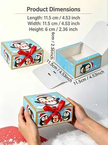 5PCS/Christmas Penguin Gift Box 4.53*4.53*2.36 Inch Foldable Paper Gift Packaging Box Xmas Holiday Party Candy Treat Present Favor Boxes - View 4