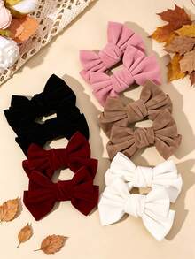 10PCS Velvet Bow Hair Clip For Girls Solid Color Autumn &Winter Fashion Hair Clip Suitable For Daily Girls And Kid's Hair Accessories - Multicolor - View 2