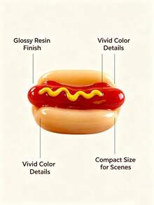 1-20pcs Mini Resin Hot Dog Decorations, Mini Hot Dogs, Suitable For Home Food Decor, Fairy Garden, Mini Landscape And Crafts, DIY Mini Food Decor, Exquisite And Durable Small Models, Phone Case Decoration DIY Accessories - Multicolor - View 10