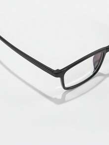 1pc Unisex Retro Rectangular Small Frame Glasses, Plastic Material Black Frame, Non-Prescription - Multicolor - View 4