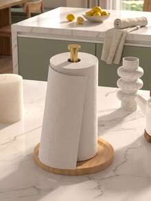 Wooden Base Paper Towel Holder, Suitable For Kitchen Countertop, Vertical Kitchen Paper Towel Roll Holder, Suitable For Bathroom Countertop, Freestanding Paper Towel Dispenser, Suitable For Large Paper Towel Rolls, Freestanding Paper Towel Dispenser, Kitchen Countertop Paper Towel Organizer. - Multicolor - View 11