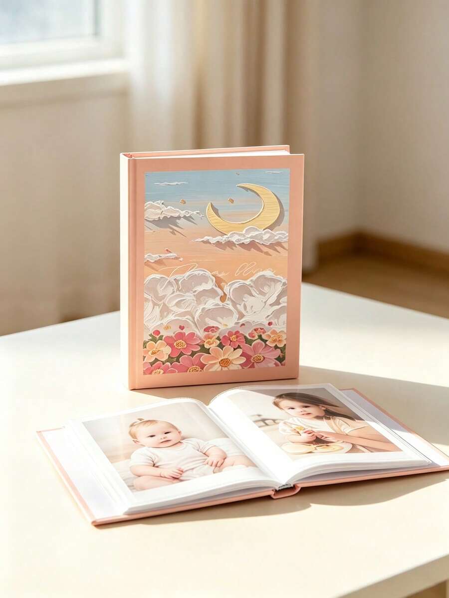 1件 3D花卉壓花 6英吋插頁相簿，嬰兒必需品，新生兒必需品，育兒室裝飾 - 彩色 - 查看 1