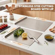 Stainless Steel Cutting Board With Lip, Large Size Metal Kitchen Chopping Board, Versatile Pastry Board For Kneading Dough & Meat Preparation - View 12