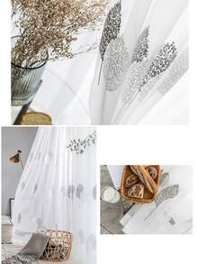 1 rèm cửa mỏng thêu hình cây nhỏ theo phong cách Bắc Âu, thiết kế túi thanh, tươi mát và ngọt ngào - Nhiều màu - Xem 5