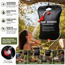 Portable 20L Solar Camping Shower Bag, Foldable Black PVC Shower With Shower Head And Hose, 5 Gallon Capacity For Hiking And Outdoor Use - Black - View 3