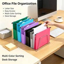 Heavy-Duty Hanging File Folder, 2-Inch Expansion, Reinforced Polypropylene Material, Multiple Colors Available, Suitable For Holidays, Medical Records, School Archives, Office Organization, Perfectly Fits Paper Size - A - View 2