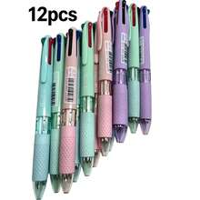 12pcs 4-In-1 Ballpoint Pens, 0.7mm Needle Tip, Smooth And Fluid Writing, Even Ink Flow Without Skipping. Wavy Soft Grip, Comfortable For Long Writing; Click Design, No Cap Needed, Convenient To Use. Fresh And Soft Macaron Color Palette, Suitable For Classroom Notes, Planner Marking, Daily Office Writing. Transparent Gift Box Packaging, Neat Storage, Also Can Be Used As A Gift. - 4-in-1 Pen - View 9