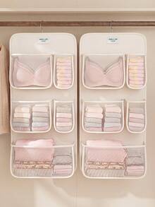 1pc Mesh Hanging Closet Organizer Bag With Compartments, Suitable For Underwear, Socks And Skirts, Multi-Functional Door Back Hanging Storage Bag, Suitable For Dorm, Can Store Pants, Jeans, Toys And Autumn/Winter Items, Wardrobe Storage Hanging Bag, Can Be Hung For Storage, Multi-Layer Clothing Organizer Bag, Socks Storage Rack, Closet Organizer - Multicolor - View 3