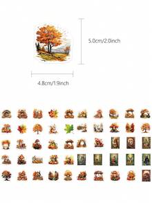 50pcs Autumn Squirrel Forest Stickers For Journal, Planner, Scrapbook, Luggage, Envelope, Greeting Card, Notebook, Tablet, Water Bottle - Autumn - View 6