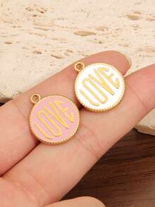 2pcs Stainless Steel LOVE Enamel Pendant 18K Gold Plated Round Charms For DIY Jewelry Making Supplies Accessories - Pendant - View 4