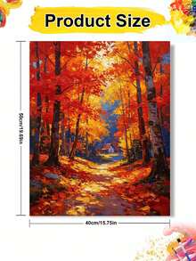 1pc Oil Painting By Numbers Kit, Autumn Scenery DIY Art & Craft, Home Wall Decor, Canvas Oil Painting Decoration, Holiday Gift Includes Paintbrushes And Paints. - Sets - View 8
