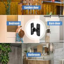 1pc Heavy Duty Security Anti-Theft Door Lock Handle, Commercial/Residential Grade Security Bolt Lock Anti-Pry Lock, With Adjustable Sliding Bolt 90°/180°, Anti-Pry Lock Latch, Includes Screws, Manual Operation, Reinforced Durable Structure - Black [90°/180° Universal] (Double-sided Adhesive) - View 8