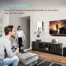 5-In-1 PS-5 Wall Mount Organizer, Heavy Duty Steel Bracket For Disc And Digital Console, Dual Controller Holders, Headset Hanger, Remote Holder, Ventilated Space-Saving Gaming Setup, White - View 8