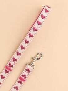 1 Set Velvet Lined Fashionable Purple Heart Print Collar And Leash, Suitable For Dog Walking Without Choking, Pet Supplies, Suitable For Wearing During Outings And Play, Fits Small To Medium Dogs - Red Violet - View 8