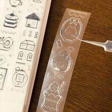 50cm/Roll Cute Pixel Coffee Shop Dessert Silver Foil Die-Cut Sticker Roll DIY Decoration Cards Scrapbook Photo Cards Phone Case Collage Material - Black - View 4