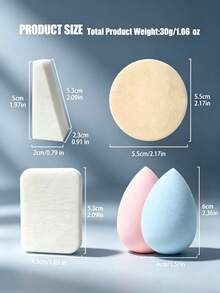 6Pcs Mixed Makeup Sponge & Powder Puff Set Soft Cosmetic Blending Tools, Fixed Shapes Random Color For Daily Makeup - Multicolor - View 7