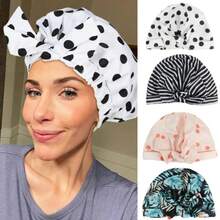Women's Shower Cap, Fashionable Waterproof Bath Cap, Soft Multi-Functional Hair Cap, Bowknot Elastic Band Hair Cap - Multicolor - View 4