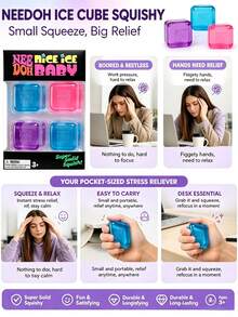 asmodee 4pcs Schylling NeeDoh Soft Cute Toys, Ice Cube Square Squeeze Toys, Anxiety Relief, Soft Cute Toys, Stress Relief Toys, Suitable For Office Relaxation/Home Entertainment, Fun-Filled, Great Choice For Graduation Gifts, Wedding Gifts, Toys, Bag Charms, Plush Toys, Birthday Gifts, Room Decor - Multicolor - View 3