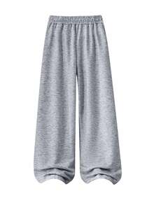 Setelan 2 Potong untuk Anak Perempuan Remaja: Hoodie Berresleting Motif Pita Merah Muda & Celana Panjang Lebar Merah Muda, Desain Minimalis, Cocok untuk Musim Semi, Gugur, dan Dingin, Nyaman dan Santai - Light Grey - View 6