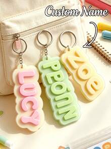 Personalized Name Keychain, Customized Name Backpack Charm, Diaper Bag Tag, Lunch Box Label, Teacher Keychain, Customizable Text, Suitable For Parents, Family, Friends, Children, Students And Professionals, Applicable For Office, Tea Room, School And Home Environment, Teacher's Day Gift, Back To School Gift - Multicolor - View 4