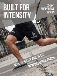Men's Sports Shorts | Inner Phone Pocket, Back Waist Towel Loop | For Gym Workout, Running Training & Outdoor Activities - Black - View 5