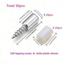 100 buah Pin Penyangga Rak Logam, Tutup Anti Selip dan Sekrup Self-Tapping, Sekrup Baja Karbon Ujung Bulat Berlapis Nikel, Cocok untuk Kabinet/Rak Sepatu/Rak - Dekorasi Rumah/Proyek DIY, Set Sekrup Lengkap Braket Kaca Furnitur - Paku kayu lapis self-tapping - View 9