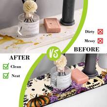 1pc Halloween Faucet Mat, Create Holiday Atmosphere, Bathroom Faucet Splash Guard, Waterproof Non-Slip Faucet Mat, Kitchen Countertop Accessory, Kitchen Dining Table Accessory, Sink, Moisture-Proof Absorbent Mat, Absorbent Drainage Mat, Pumpkin Pattern, Multi-Functional Absorbent Non-Slip Mat - Multicolor - View 7