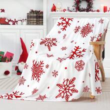 Christmas Snowflake Print Fleece Blanket, Holiday Theme Home Decor, Soft Warm Comfortable, Suitable For Winter Bedding, Sofa Throw And Gift - Multicolor - View 1