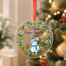 Custom Christmas Ornament, Personalized Name And Text Holiday Hanging Decor, Festive Snowman Wreath Style, Customized Christmas Tree Ornament, Customizable Wall Hanging Keepsake, Christmas Home Decor, Holiday Gift 2026, Room Decor, Family Gift - Style B - View 7