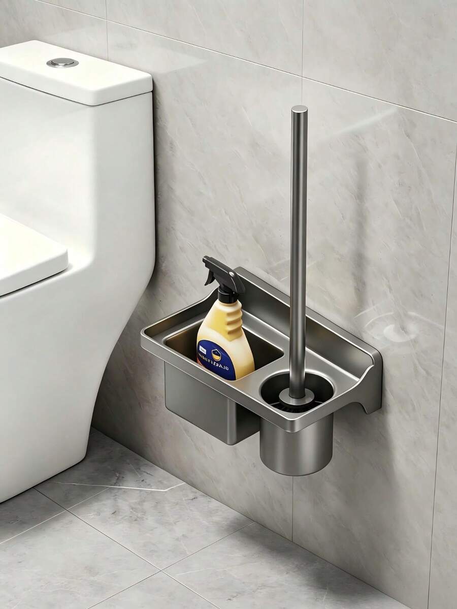Household Luxury Wall-Mounted Toilet Brush Holder, Suitable For Bathroom Floor-Mounted Toilet Cleaning Brush Storage - A - View 1