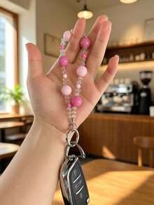 Colorful Beaded Keychain Pendant, Car Key Chain, Car Lock Remote Key Pendant, Car Keychain Decorative Charm, Bag Charm Accessory, Women's Car Keychain - A - View 6