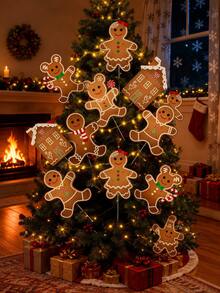 12pcs-Christmas Tree Decorative Branches, Large Gingerbread Man Christmas Tree Branches, Christmas Gingerbread Man Tree Top Decoration, Suitable For Christmas Tree, Winter Holiday, Home Party And Vase Decoration - Multicolor - View 2