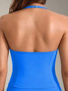 VVX Women's Seamless Shaping Tank Top, Ruched V-Neck, Adjustable Spaghetti Strap, Slimming Tummy Control Camisole - Royal Blue - View 4