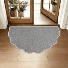 1pc Semi-Circular Wavy Edge Durable Floor Mat, Warm Brown, No Pattern Design, Bathroom Mat, Low-Key Elegant, Enhance Entryway Atmosphere, Door Mat, Small Rug, Welcome Mat, Carpet, Mat, Outdoor Door Mat, Kitchen Rug, Home Decor, Front Door Mat, Small Area Rug, Outdoor Mat, Home Decor, Area Rug, Garden Rug, Washable Rug - A - View 13