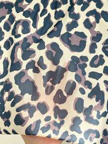 Women's 1pc Sexy Leopard Print Sheer Robe With Black Waist Tie And Ruffle Cuffs - Brown - View 7