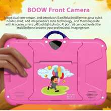 Tablet 7 inci dengan RAM 4GB + ROM 64GB / Prosesor Quad-Core 1.3GHz / Android 13 MTK8321 / Layar IPS HD 1280x800 / Kamera 2MP+5MP / Baterai 4000mAh / WiFi, Kontrol Orang Tua, Edukasi, Game / Bahan ABS + Silikon, Tablet Edukasi - Berwarna merah muda - View 4