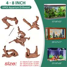 1/2pcs Natural Aquarium Driftwood Branches, Fish Tank Decoration Ornament, 2-8 Inches Multiple Sizes, Suitable For Betta Cichlid Shrimp Tank, Reptile Climbing Hiding Cave, Moss Fixing Hardscape, Rustic Brown Forest Style, Freshwater Use - A - View 11