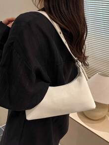 女款復古 Hobo 肩背包 可調節肩帶 人造皮革腋下包 極簡休閒 日常與晚宴手提包 - 白色 - 查看 7