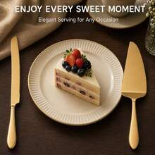 2pcs Wedding Cake Cutting Set, Includes Stainless Steel Cake Knife And Cake Server, Thickened Stainless Steel Material, Rounded Edges, Ergonomic Handle, Suitable For Wedding, Birthday, Party, Anniversary, Celebration Occasions, Christmas Gift, National Day Gift - Baking, Kitchen Supplies - View 2