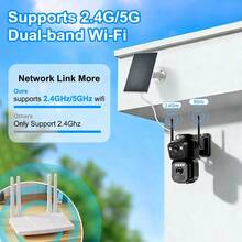 Black 1080P Dual Lens PTZ Security Camera, 2.4G&5G Dual Band WiFi, Solar + 6000mAh Built-In Rechargeable Battery Dual Power Supply, AI Human Detection, Night Vision, IP66, Dual View Monitoring, PTZ Rotation, Two-Way Audio, 1pc/2pcs Optional - Black - View 3