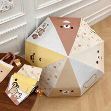 San-X Rilakkuma Relax Bear Authentic Manual 3D Handle Cute Cartoon Sun & Rain Dual-Use UV Protection Folding Portable Umbrella - Multicolor - View 5