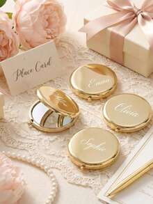 Personalized Bridesmaid Portable Small Mirror, Engraved Pocket Mirror Women Gift, Customized Wedding Thank You Party Favor - Multicolor - View 3